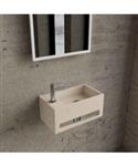 Fonteinset BWS Solid Surface Met Handdoekhouder Links Mat Beige Chroom