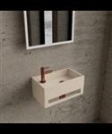 Fonteinset BWS Solid Surface Met Handdoekhouder Links Mat Beige Koper
