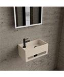 Fonteinset BWS Solid Surface Met Handdoekhouder Links Mat Beige Mat Zwart