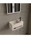 Fonteinset BWS Solid Surface Met Handdoekhouder Rechts Mat Beige Gunmetal