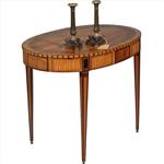 Ovale satijnhouten Louis Seize theetafel met ebben, noten en wengé ca 1790 (No.361806)#