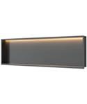 Inbouwnis Luca Sanitair Nissen 120x30x6,5cm Met LED Verlichting 3000K RVS Gun Metal PVD