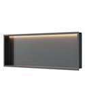 Inbouwnis Luca Sanitair Nissen 90x30x6,5cm Met LED Verlichting 3000K RVS Gun Metal PVD