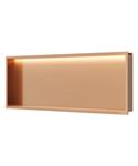 Inbouwnis Luca Sanitair Nissen 90x30x6,5cm Met LED Verlichting 3000K RVS Geborsteld Koper PVD