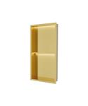 Inbouwnis Luca Sanitair Nissen 2-Vaks 30x60x6,5cm Met LED Verlichting 3000K RVS Geborsteld Goud PVD