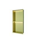 Inbouwnis Luca Sanitair Nissen 2-Vaks 30x60x6,5cm Met LED Verlichting 3000K RVS Champagne Goud PVD