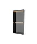 Inbouwnis Luca Sanitair Nissen 2-Vaks 30x60x6,5cm Met LED Verlichting 3000K RVS Gun Metal PVD