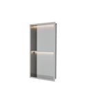Inbouwnis Luca Sanitair Nissen 2-Vaks 30x60x6,5cm Met LED Verlichting 3000K RVS Geborsteld Nikkel