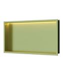 Inbouwnis Luca Sanitair Nissen 60x30x6,5cm Met LED Verlichting 3000K RVS Champagne Goud PVD