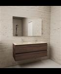 ACTIE BWS Badmeubel | Paris | Sonoma Choco 120 cm | Beige Zand Wastafel | 2 Kraangaten