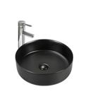 BWS Odon Waskom Mat Zwart 36x12,5 cm Rond Keramiek Met Waste Opbouw