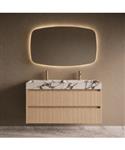 BWS Riga Badmeubelset Met Wastafel 120 cm Licht EIken Japandi - Calacatta Viola