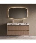 BWS Riga Badmeubelset Met Wastafel 120 cm Donker EIken Japandi - Calacatta Viola