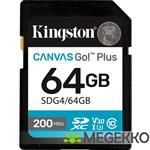 Kingston Technology 64GB SDXC Canvas Go Plus Gen4 200MB/s C10 UHS-I U3 V30