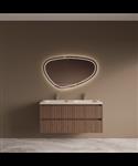 BWS Riga Donker Eiken Badmeubelset Met Wastafel 120 cm Travertin Sintered Stone Keramisch