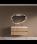 BWS Riga Licht Eiken Badmeubelset Met Wastafel 120 cm Travertin Sintered Stone Keramisch