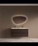 BWS Riga Bruin Eiken Badmeubelset Met Wastafel 120 cm Travertin Sintered Stone Keramisch
