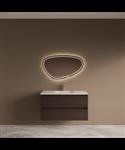 BWS Riga Bruin Eiken Badmeubelset Met Wastafel 100 cm Travertin Sintered Stone Keramisch