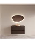 BWS Riga Badmeubelset Bruin Eiken 100 cm Met Topplaat en Waskom Travertin