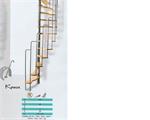 Ruimtebesparende spiltrap voor een trapgat van 125 bij 65 cm