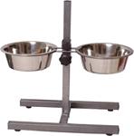 H-Staander met inox eetkommen 21cm  