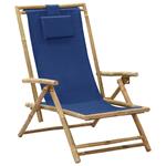 vidaXL Chaise de relaxation inclinable Bleu marine Bambou et