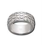 Brede Zilverkleurige Ring met Reliëf Patroon van M&M