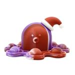 Pop It Octopus Sleutelhanger met Kersthoedje - Fidget Anti S