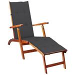 vidaXL Chaise de terrasse avec repose-pied et coussin Acacia