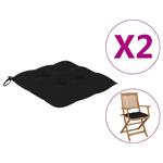vidaXL Coussins de chaise 2 pcs Noir 40x40x7 cm Tissu