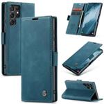 Caseme Samsung Galaxy S22 Ultra Retro Wallet Hoesje - Blauw