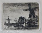 [Modern print; etching] Mills at Krimpen aan den Ijssel or a
