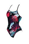 Arena W Tropical Leaves Tie Back One Piece black-multi 38
