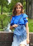 ELLA Italiaanse suède / leren franjetas blauw