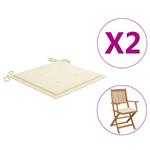 vidaXL Coussins de chaise de jardin 2 pcs Crème 40x40x3 cm T