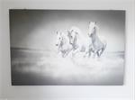 Canvas 'Paarden op het water' (grijs / wit)