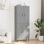 vidaXL Buffet haut Sonoma gris 69,5x34x180 cm Bois d'ingénie