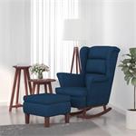 vidaXL Chaise à bascule avec pieds en bois et tabouret Bleu