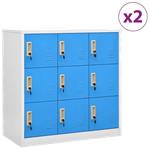 vidaXL Armoires à casiers 2 pcs Gris clair et bleu 90x45x92,