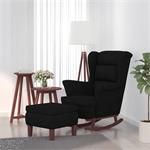 vidaXL Chaise à bascule avec pieds en bois et tabouret Noir