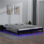 vidaXL Cadre de lit à LED Noir 120x190 cm Petit double Bois
