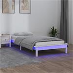 vidaXL Cadre de lit à LED Blanc 90x190 cm Simple Bois massif