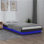 vidaXL Cadre de lit à LED Gris 100x200 cm Bois massif