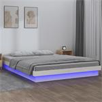 vidaXL Cadre de lit à LED Blanc 120x200 cm Bois massif