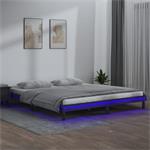 vidaXL Cadre de lit à LED Gris 120x190 cm Petit double Bois