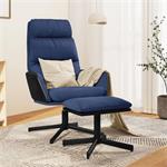 vidaXL Chaise de relaxation avec tabouret Bleu Tissu