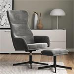 vidaXL Chaise de relaxation avec tabouret Gris foncé Velours