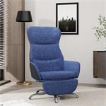 vidaXL Chaise de relaxation avec repose-pied Bleu Tissu