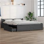 vidaXL Cadre de lit avec tiroirs Gris 150x200 cm Très grand