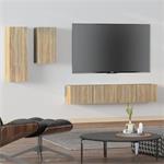 vidaXL 4-delige Tv-meubelset bewerkt hout sonoma eikenkleuri